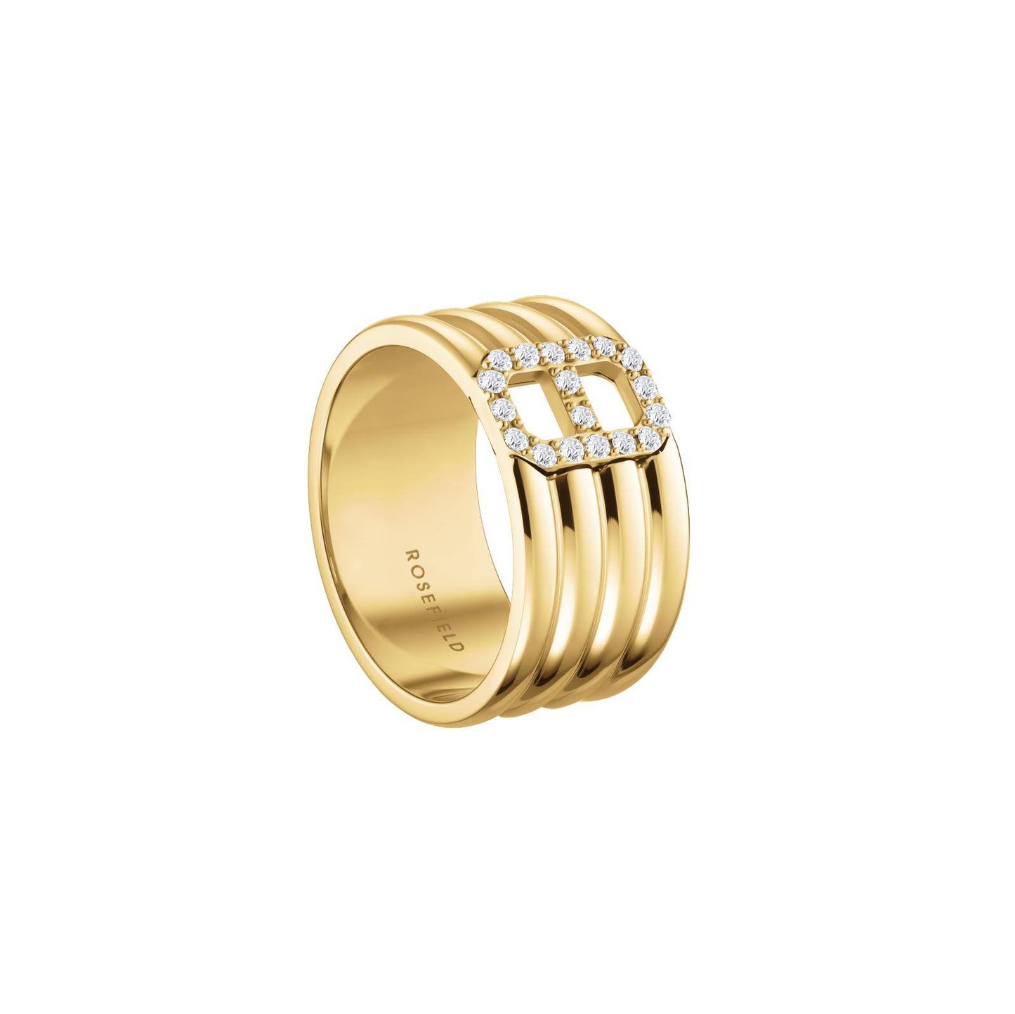 ROSEFIELD Damen Ring Fine Octagon Striped Gold Edelstahl