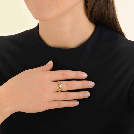 ROSEFIELD Damen Ring Kettenoptik Gold Edelstahl
