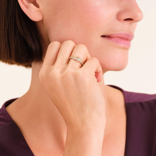 ROSEFIELD Damen Ring Pave Wave Gold Edelstahl