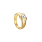 ROSEFIELD Ring RIdged Heart Ring White Crystal Größe 56 Gold JRWH56G-J996
