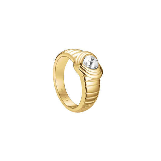 ROSEFIELD Ring RIdged Heart Ring White Crystal Größe 56 Gold JRWH56G-J996
