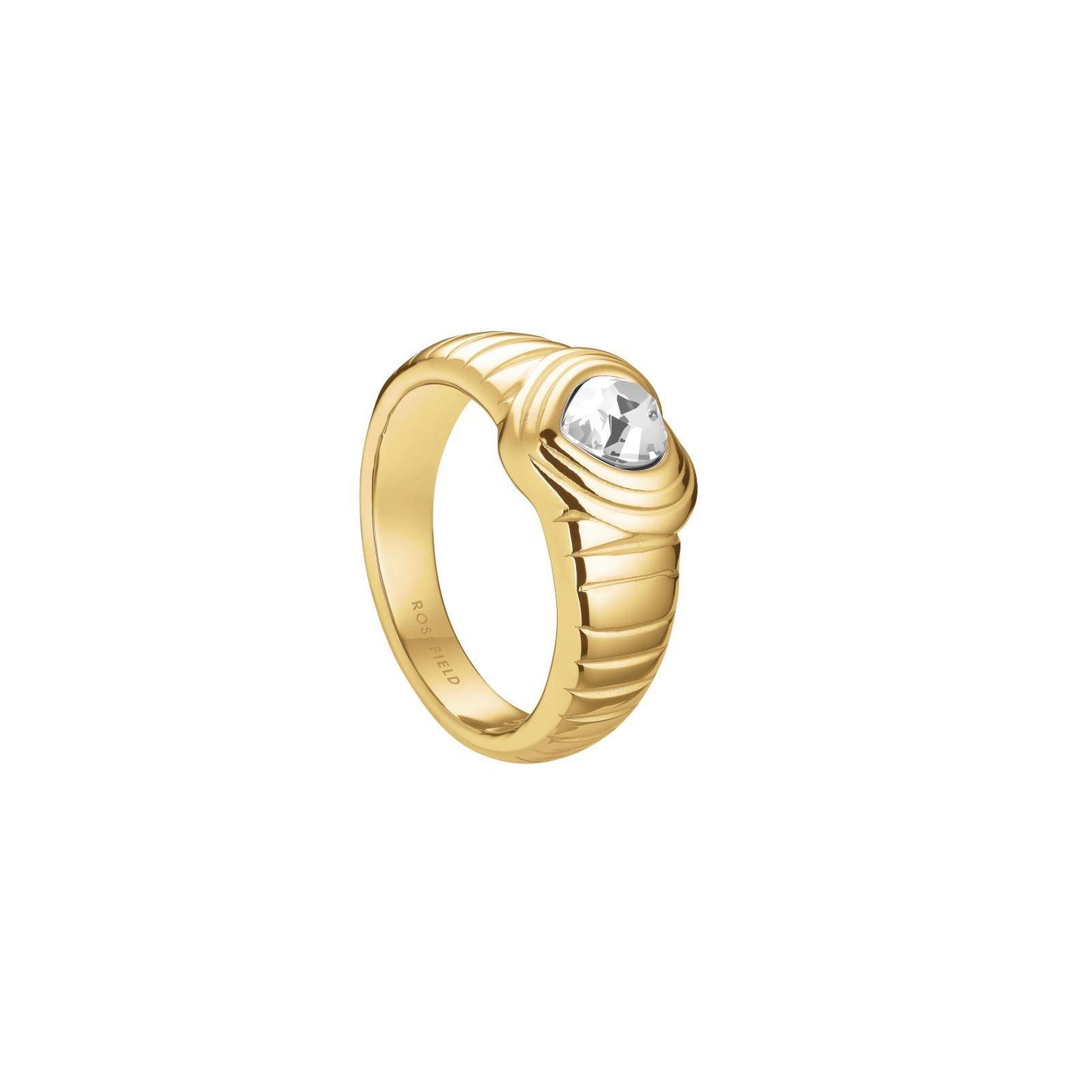 ROSEFIELD Ring RIdged Heart Ring White Crystal Größe 54 Gold JRWH54G-J995