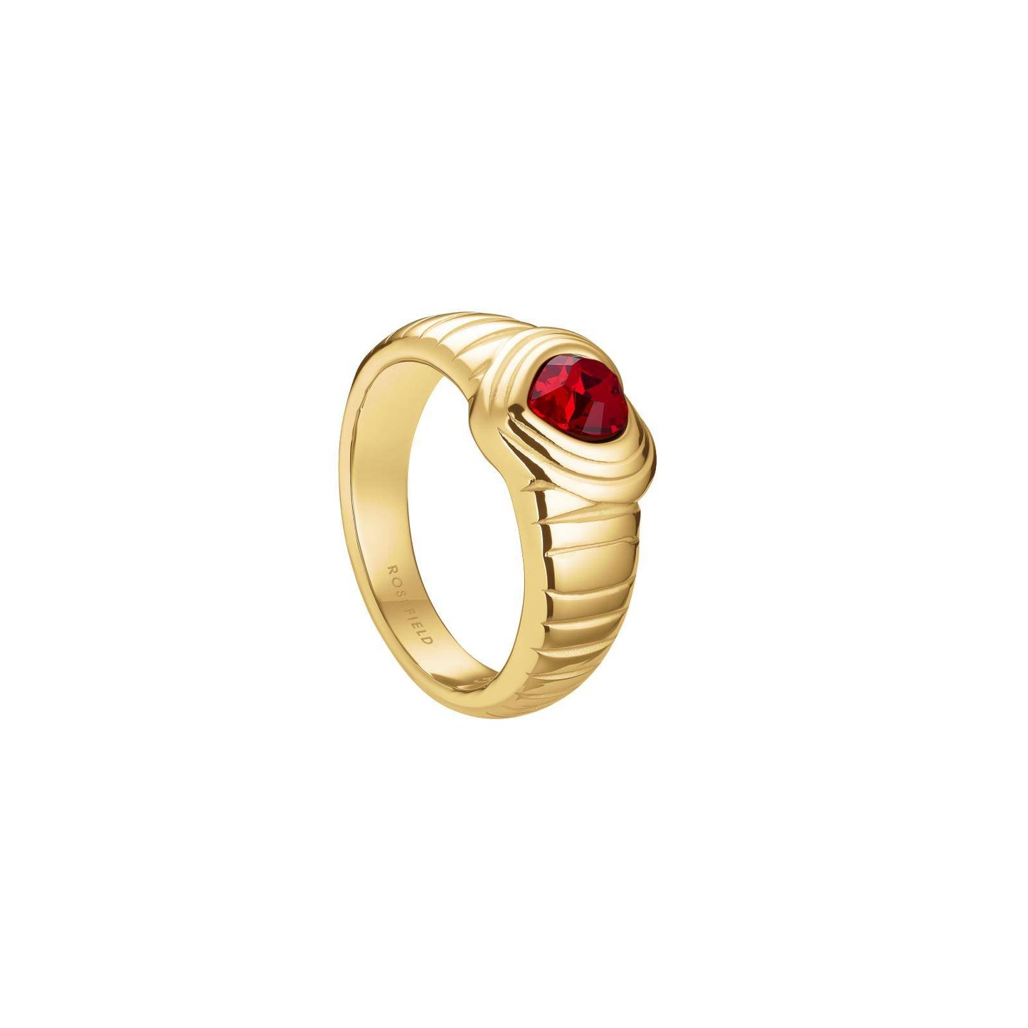 ROSEFIELD Ring Ridged Heart Ring Ruby Größe 52 Gold JRRH52G-J999