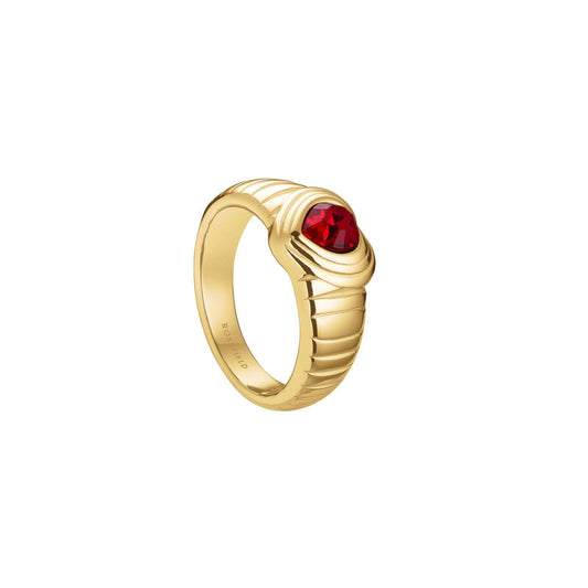 ROSEFIELD Ring Ridged Heart Ring Ruby Größe 52 Gold JRRH52G-J999