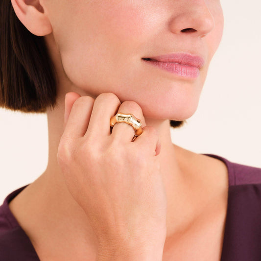 ROSEFIELD Ring Statement Bamboo Gold Größe 52