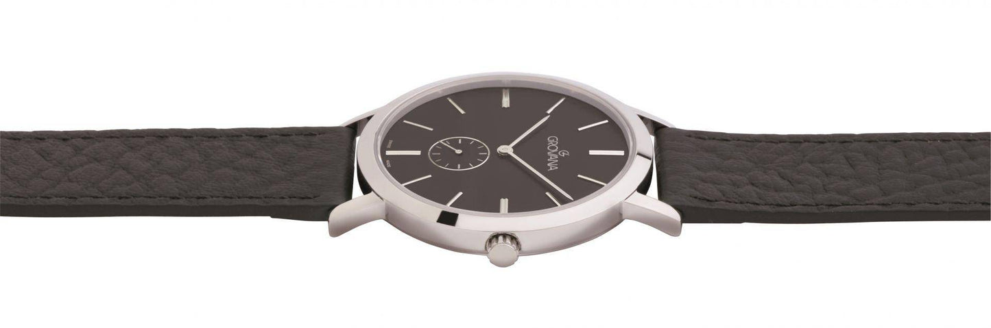 GROVANA Uhr Kensington Steel Leather Black index 38.5mm Herren 1050,5537