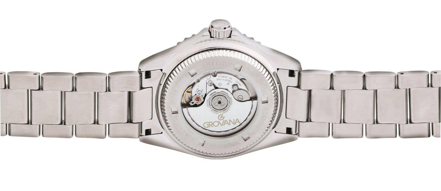 GROVANA Uhr Key West Steel red-blue bez. Metal Black Index 43mm Herren 1572,2135