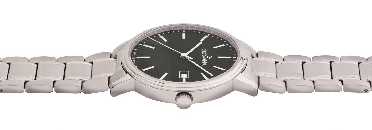 GROVANA Uhr Kensington Steel Metal Black index  41mm Herren 1550,1134