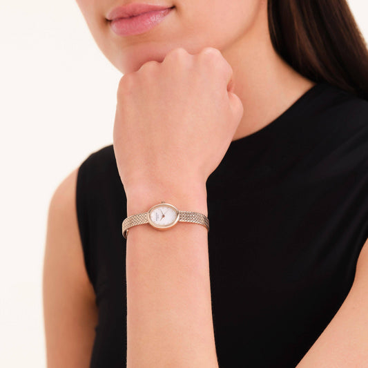 ROSEFIELD Damenuhr MINI OVAL Rosegold Mesh