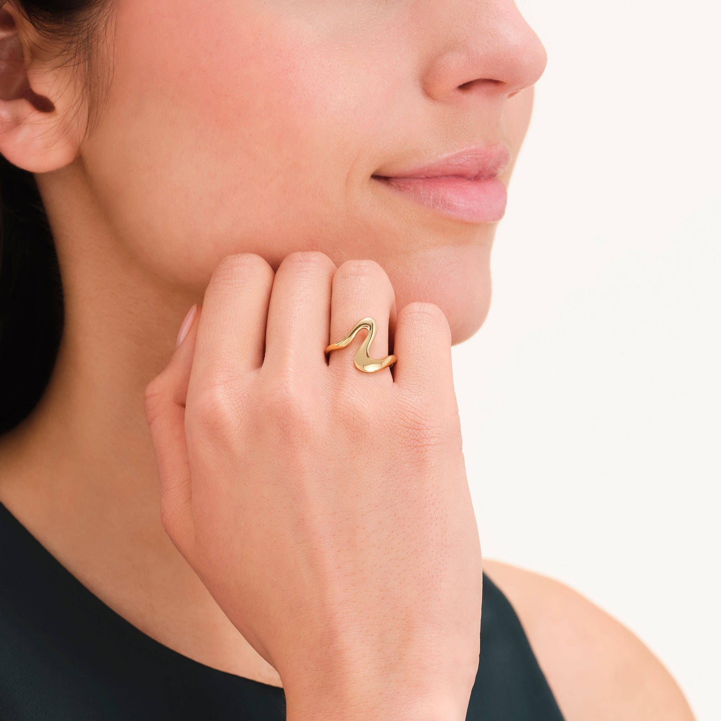ROSEFIELD Damen Ring Wave/Welle Gold Edelstahl
