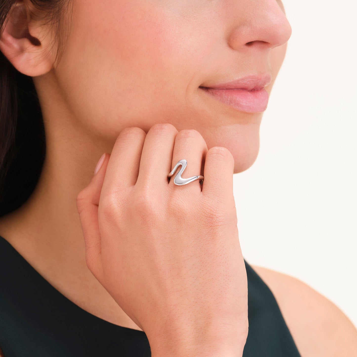 ROSEFIELD Damen Ring Wave/Welle Gold Edelstahl
