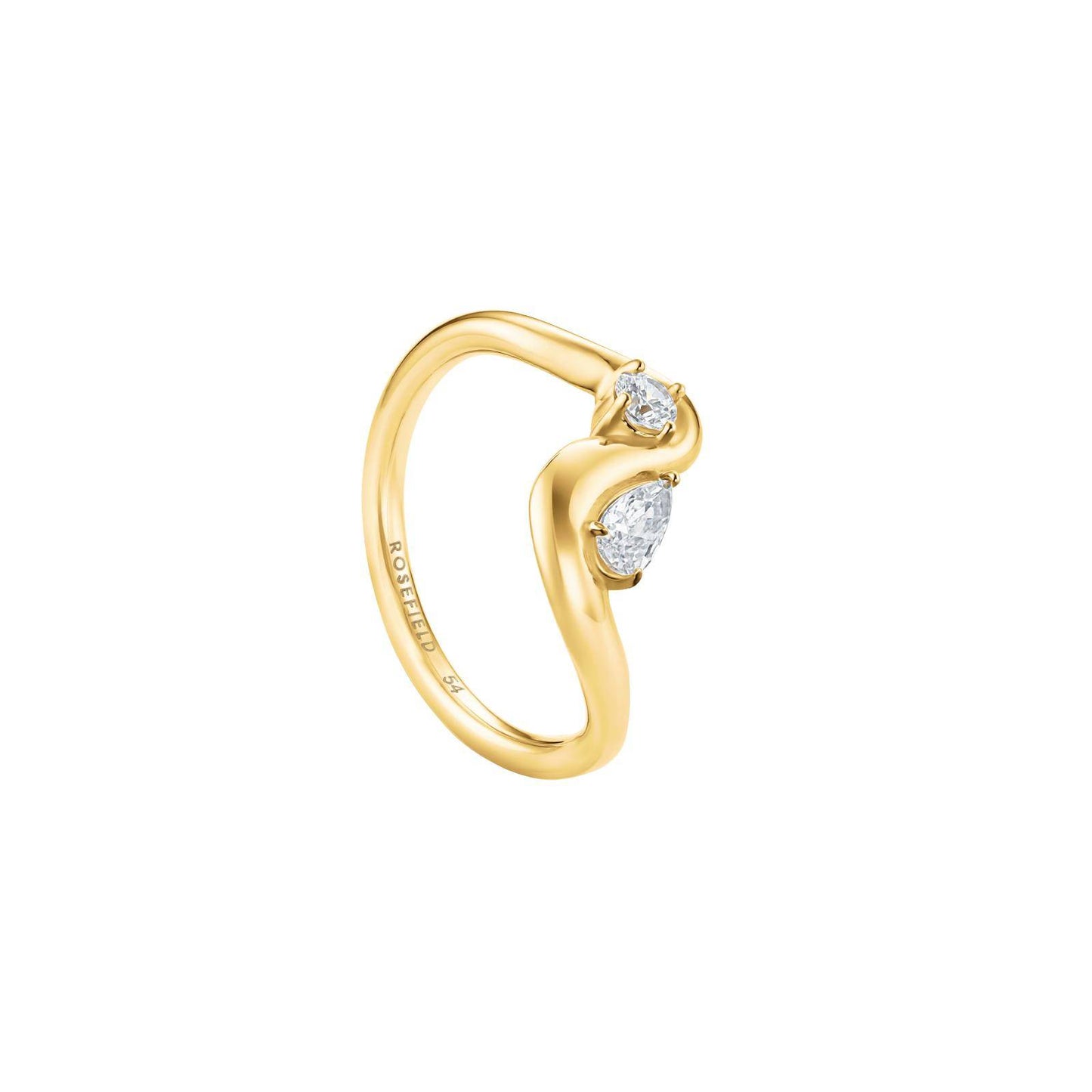 ROSEFIELD Damen Ring Mix Wave/Welle Steine Gold Edelstahl