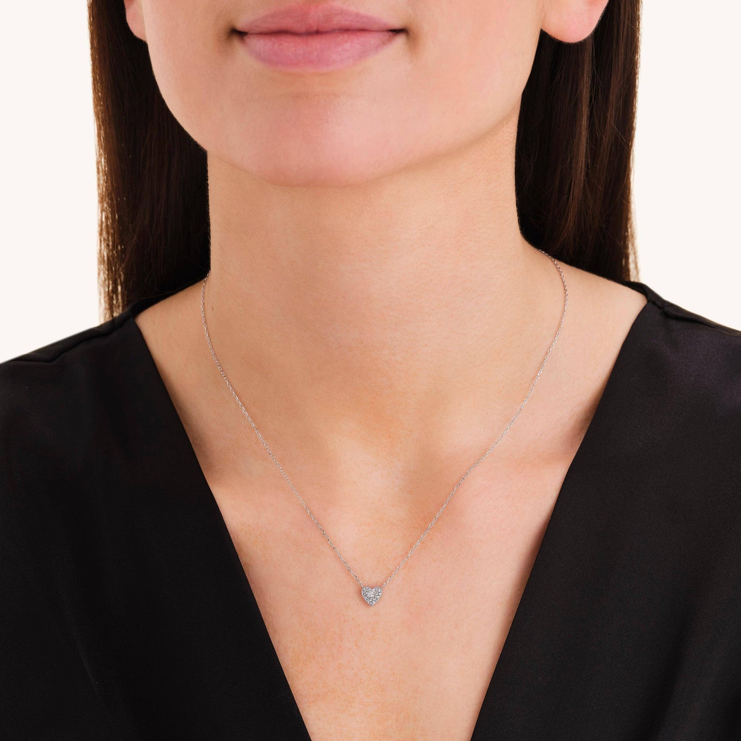 ROSEFIELD Damen Halskette Pave Heart Silver