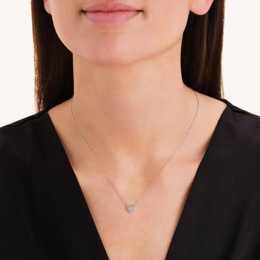 ROSEFIELD Damen Halskette Pave Heart Silver