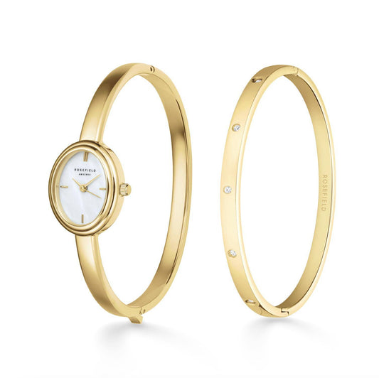 ROSEFIELD Uhren-Set Armreifuhr ST04 + Armreifen Gold X293