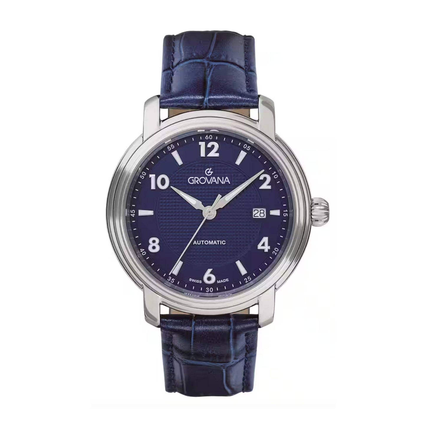 GROVANA Uhr St. Andrews Steel Leather Blue index 43mm Herren 7090,2535