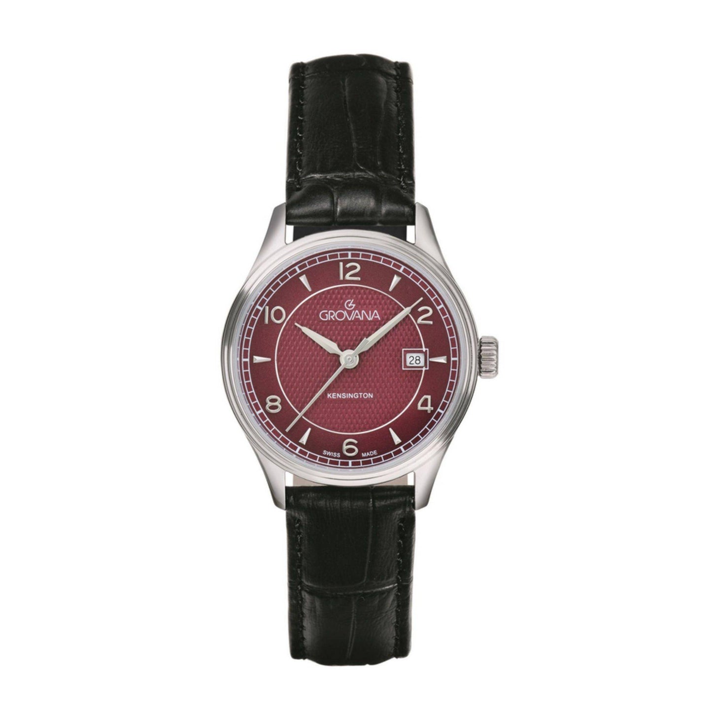 GROVANA Uhr Kensington Steel Leather Bordeaux 30.5mm Herren 3305,1536