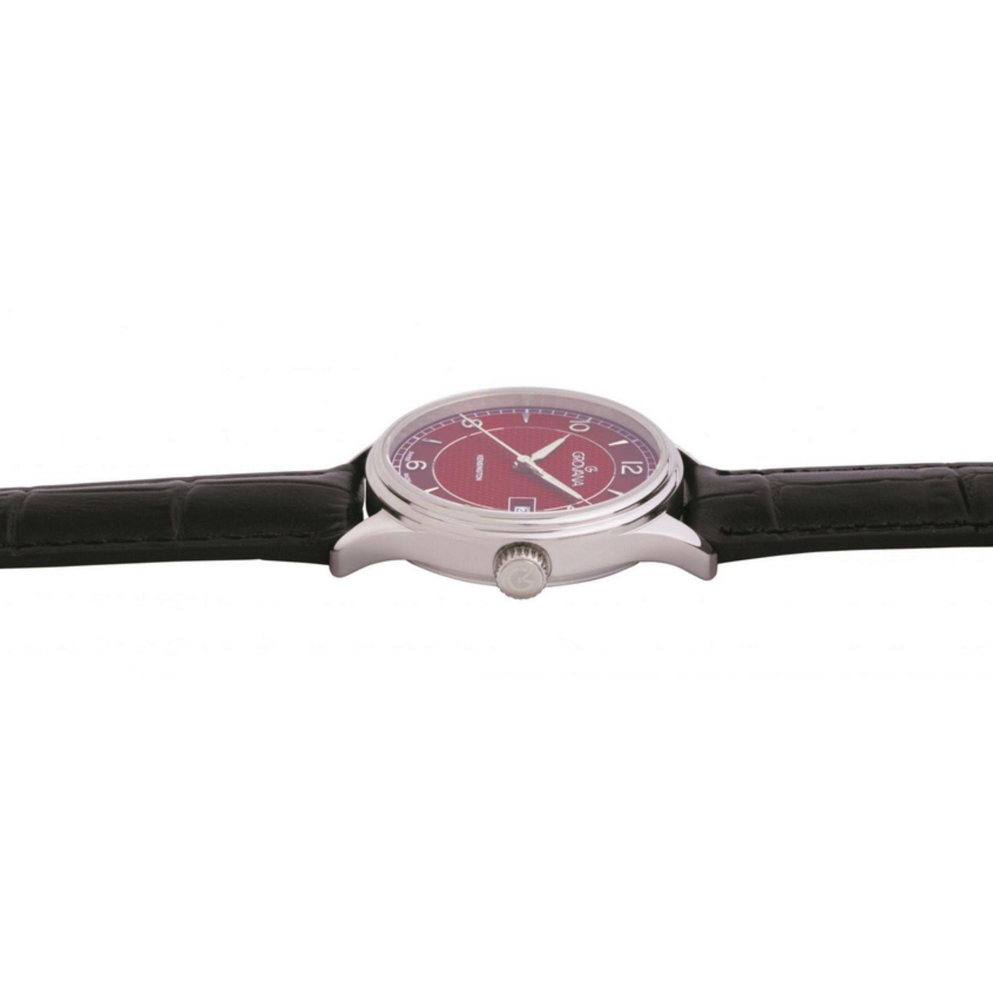 GROVANA Uhr Kensington Steel Leather Bordeaux 30.5mm Herren 3305,1536