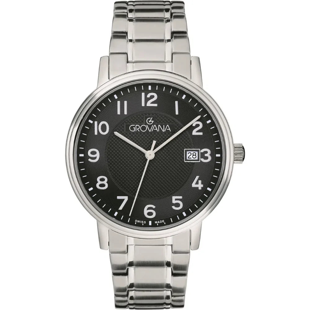 GROVANA Uhr Kensington Steel Metal Black arabic 41mm Herren 1550,1131