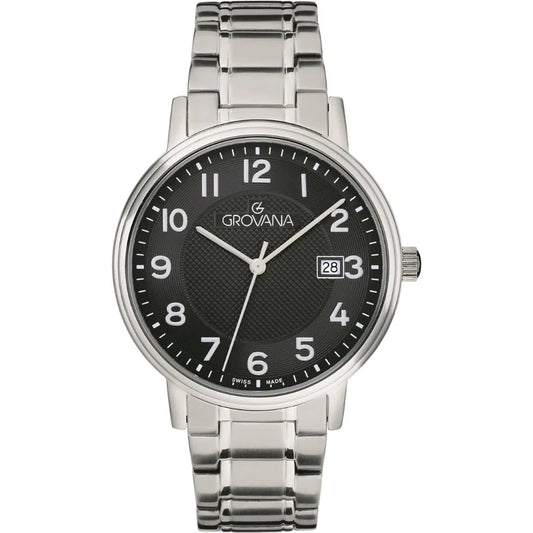 GROVANA Uhr Kensington Steel Metal Black arabic 41mm Herren 1550,1131