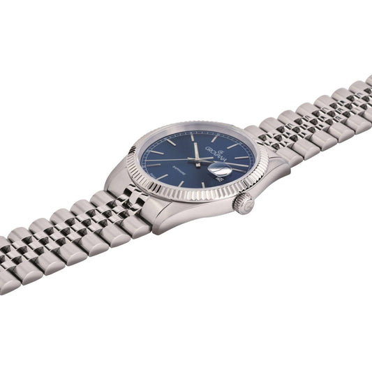 GROVANA Unisex Uhr Jubiläum Quarz Silber 41mm Blue Index