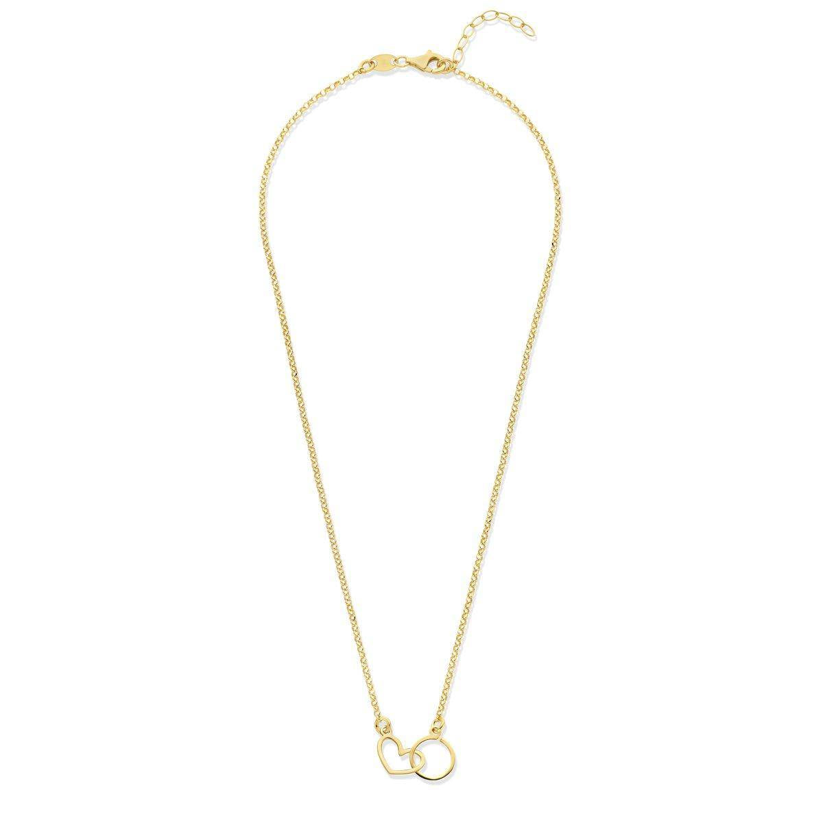 AMORETTO MILANO 925 Silber  Kette mit Anhänger mit circle and Herz Gold