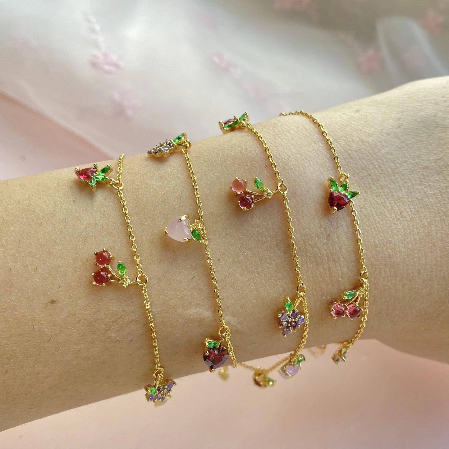 AMORETTO MILANO Armband Bunte Steine Gold