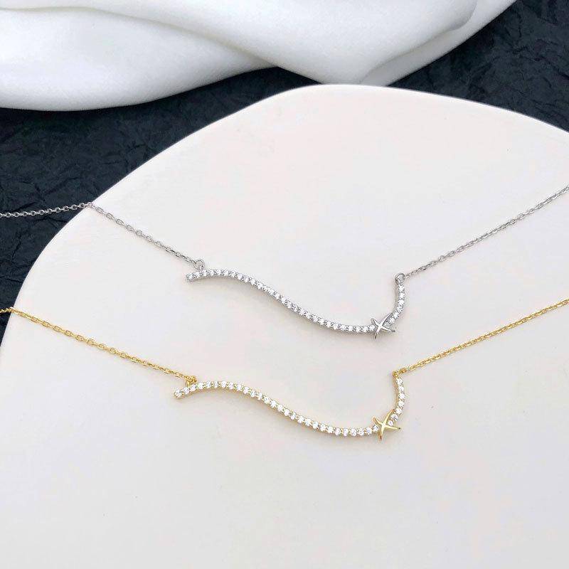 AMORETTO MILANO 925 Silber Welle mit Zirkoniasteinen GOld