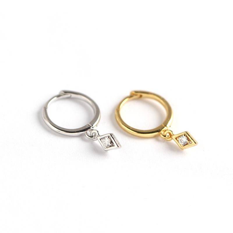 AMORETTO MILANO 925 Silber Creole Raute mit Zirkoniastein Silber