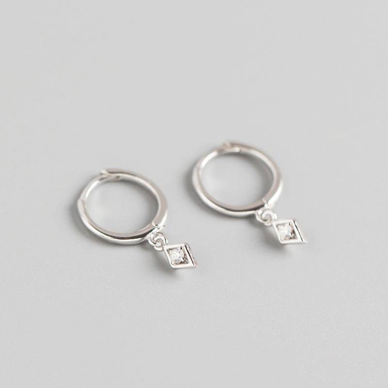 AMORETTO MILANO 925 Silber Creole Raute mit Zirkoniastein Silber