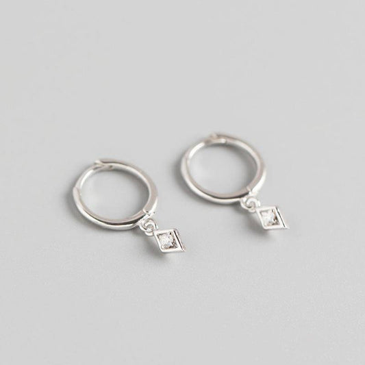 AMORETTO MILANO 925 Silber Creole Raute mit Zirkoniastein Silber