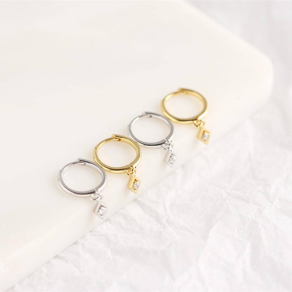 AMORETTO MILANO 925 Silber Creole Raute mit Zirkoniastein Silber