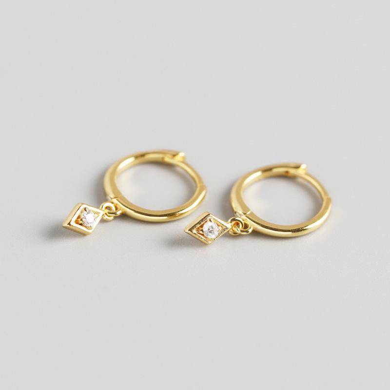 AMORETTO MILANO 925 Silber Creole Raute mit Zirkoniastein Gold