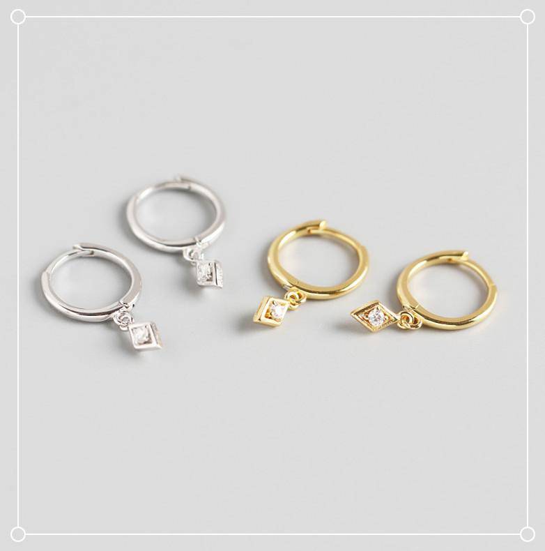 AMORETTO MILANO 925 Silber Creole Raute mit Zirkoniastein Gold