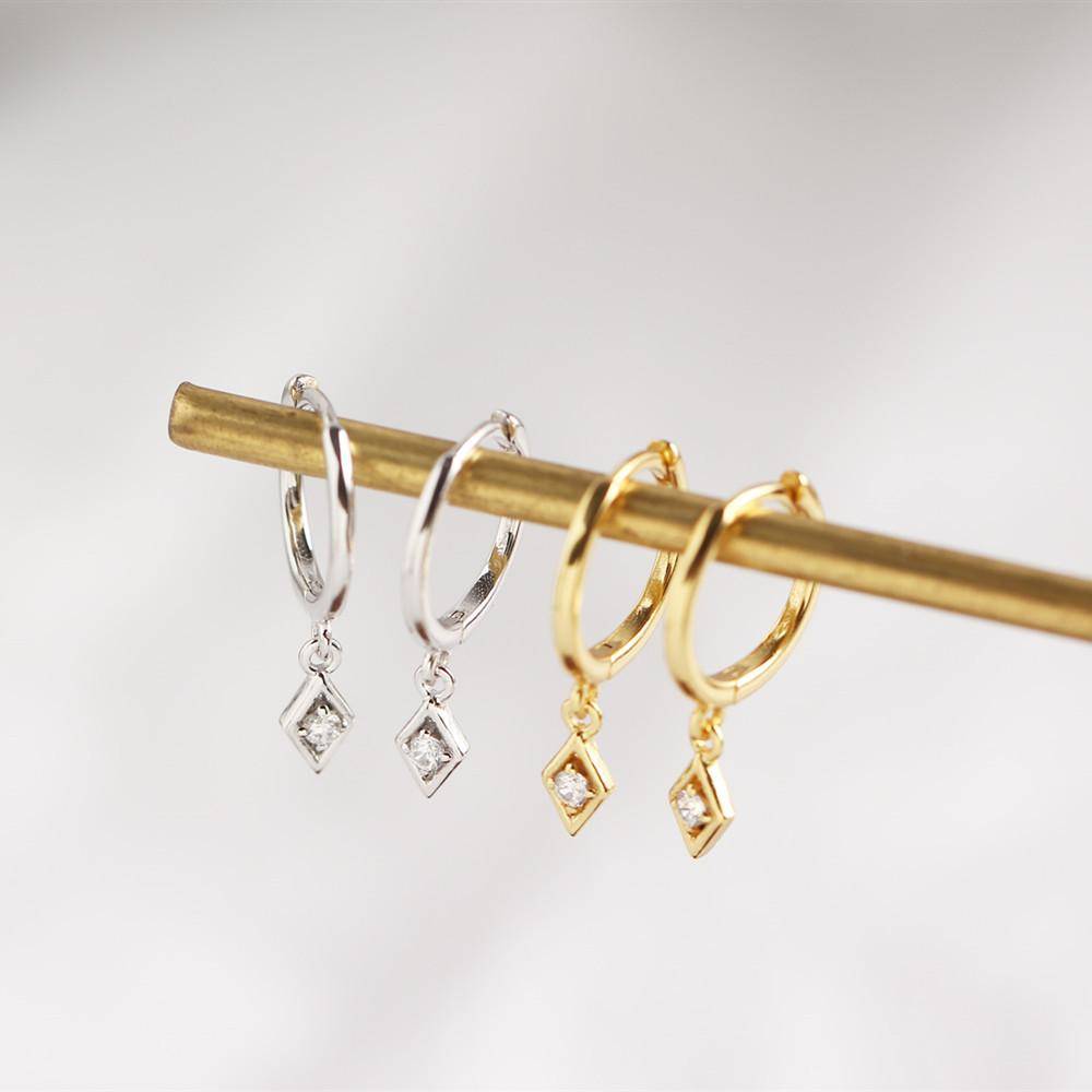 AMORETTO MILANO 925 Silber Creole Raute mit Zirkoniastein Gold