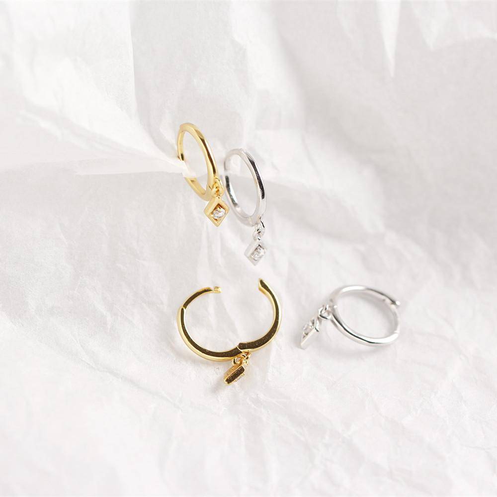 AMORETTO MILANO 925 Silber Creole Raute mit Zirkoniastein Gold