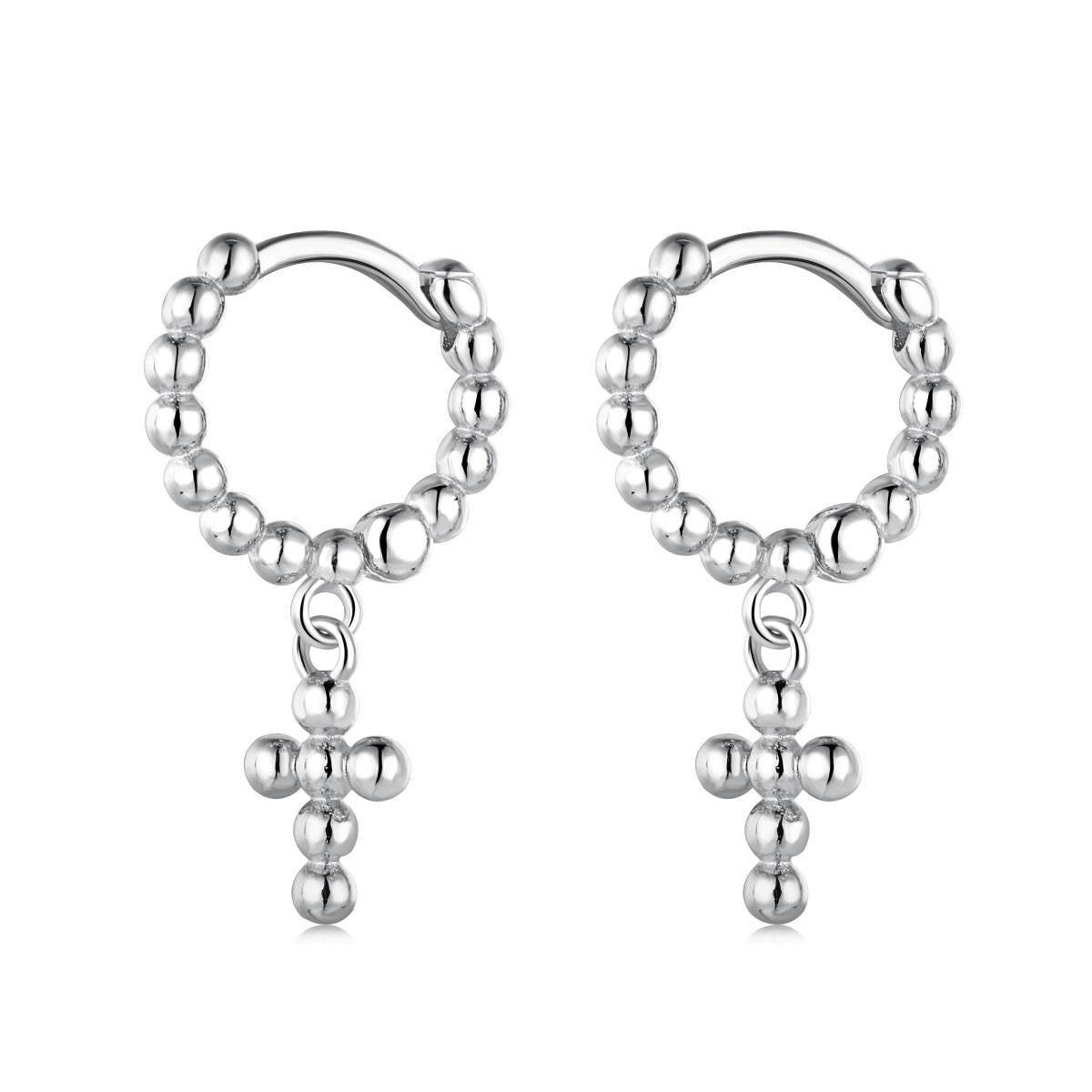 AMORETTO MILANO 925 Silber Kugel-Creolen Kreuz Silber