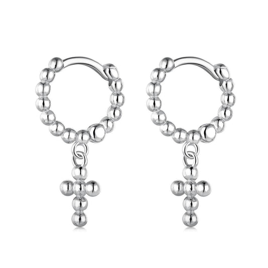 AMORETTO MILANO 925 Silber Kugel-Creolen Kreuz Silber