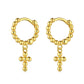 AMORETTO MILANO 925 Silver Ball Hoop Earrings Cross Gold