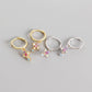 AMORETTO MILANO 925 Silver Cross Hoop Earrings Colorful Zirconia Stones Gold