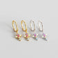 AMORETTO MILANO 925 Silver Cross Hoop Earrings Colorful Zirconia Stones Gold