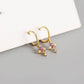 AMORETTO MILANO 925 Silver Cross Hoop Earrings Colorful Zirconia Stones Gold