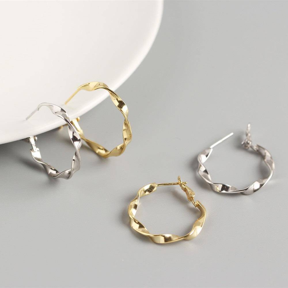 AMORETTO MILANO 925 Silber Wellen Creolen Gold
