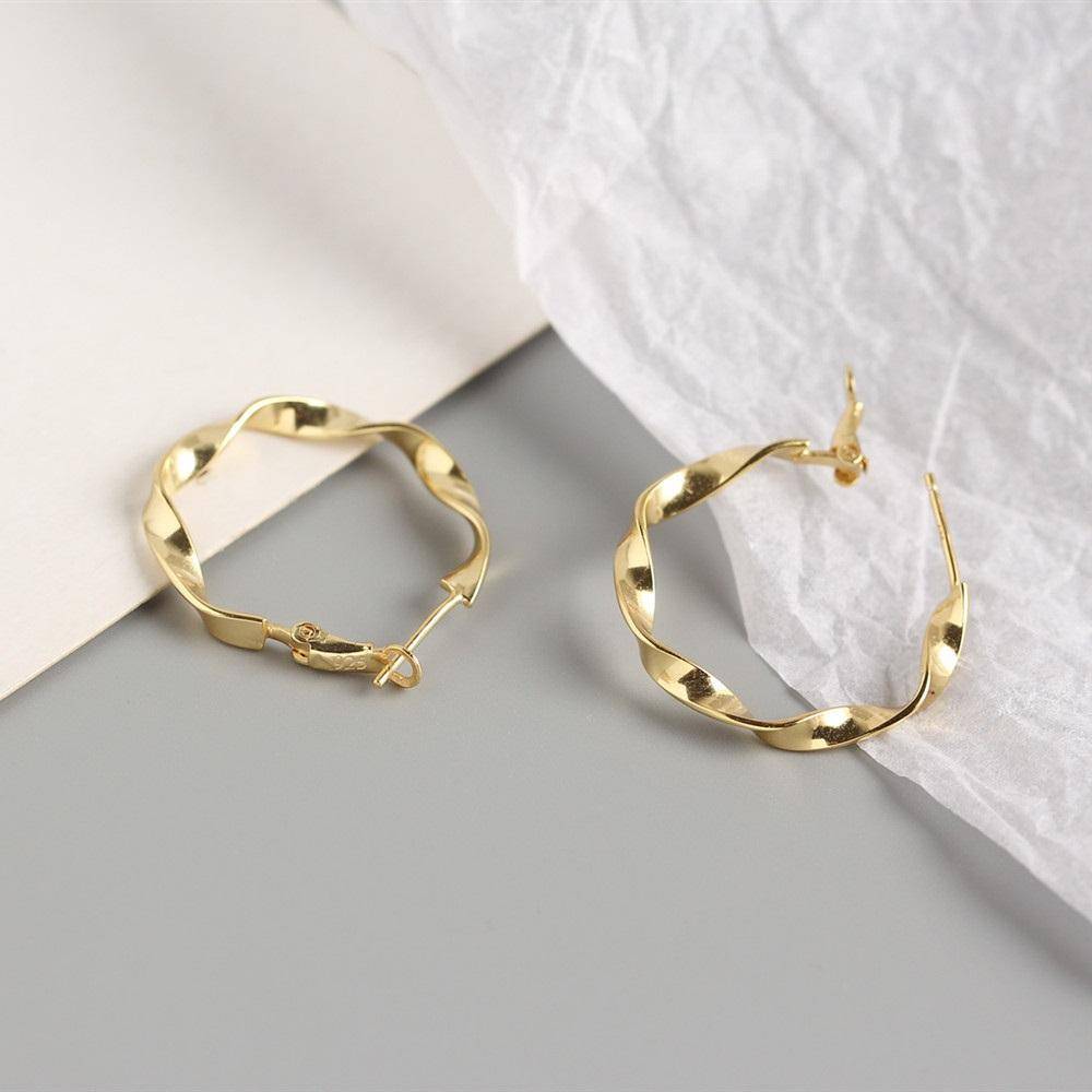 AMORETTO MILANO 925 Silber Wellen Creolen Gold