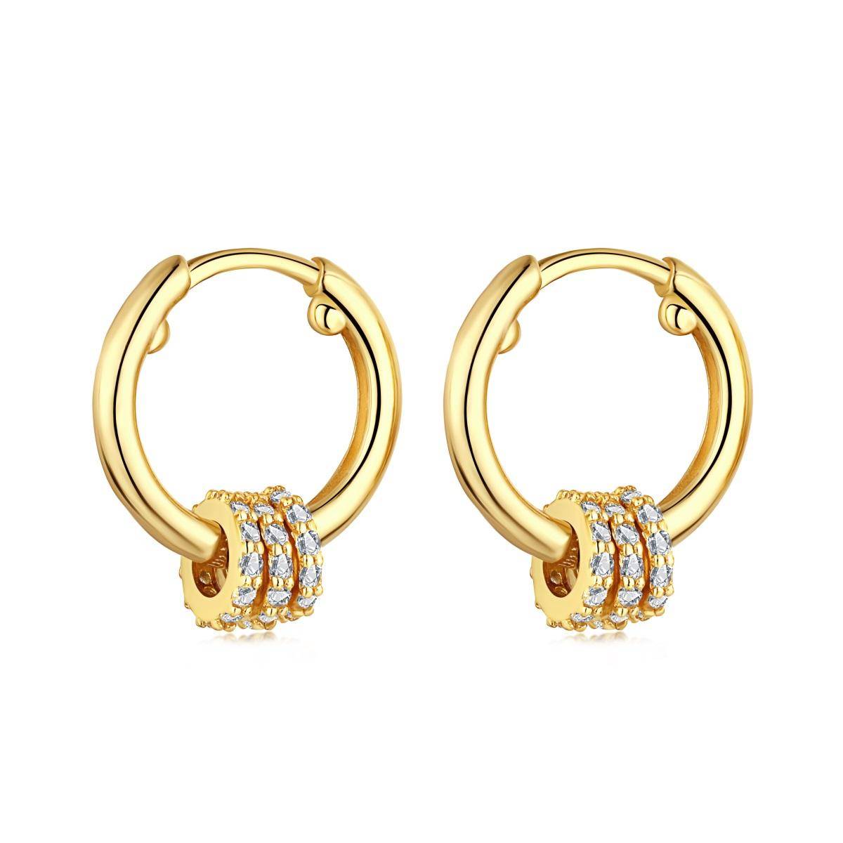 AMORETTO MILANO 925 Silver Hoops Zirconia Stones Rings Gold