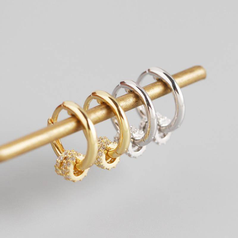 AMORETTO MILANO 925 Silver Hoops Zirconia Stones Rings Gold