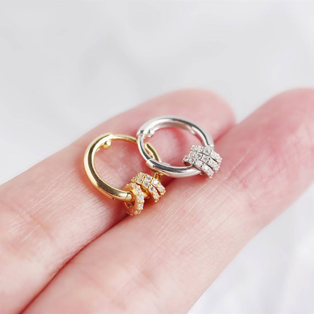 AMORETTO MILANO 925 Silver Hoops Zirconia Stones Rings Gold