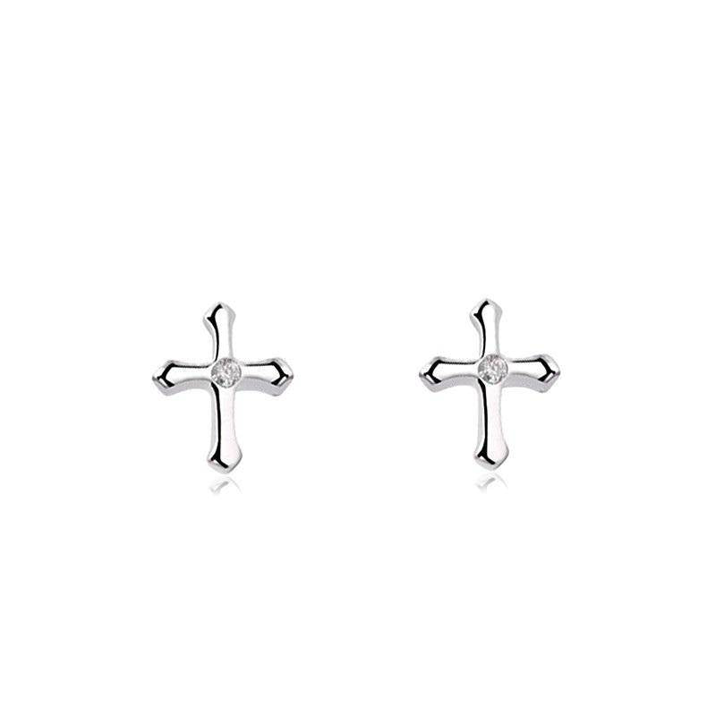 AMORETTO MILANO 925 Silber Kreuz Ohrstecker mit Stein Silber