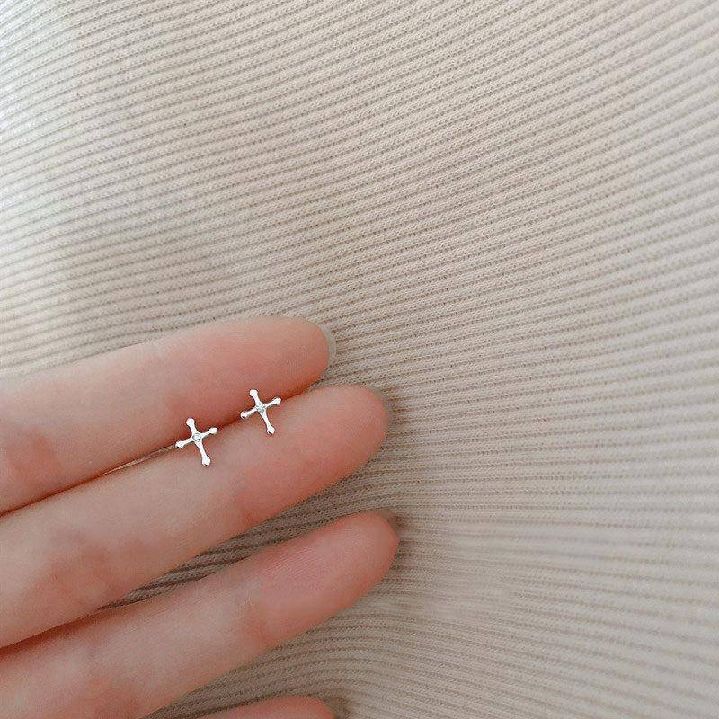 AMORETTO MILANO 925 Silber Kreuz Ohrstecker mit Stein Silber