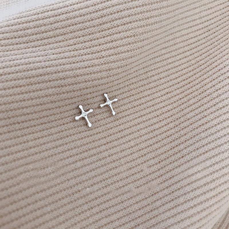 AMORETTO MILANO 925 Silber Kreuz Ohrstecker mit Stein Silber